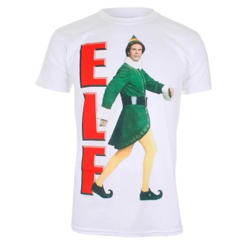 image of Elf Mens Christmas Elf Walking T-Shirt - White - XL