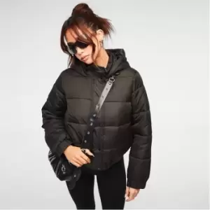 image of Missguided Hooded Puffer Coat - Black