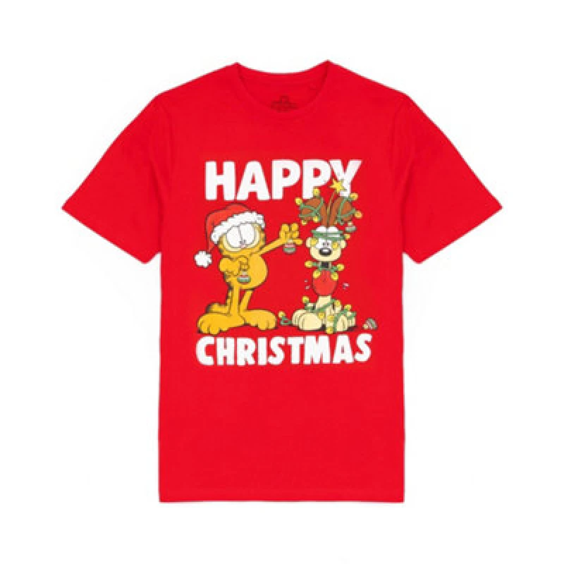 Image of Garfield Garfield Men Short Sleeved T-Shirt in Red Size: 2X-large Red XXL Male 5056549001645