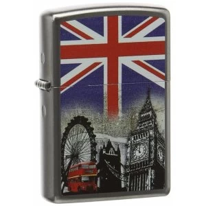 image of Zippo London Scene Satin Chrome Regular Lighter