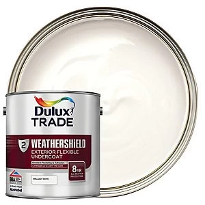 Image of Dulux Trade Weathershield Exterior Flexible Undercoat Paint - Brilliant White 2.5L