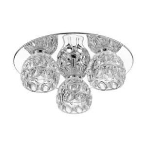 Image of Impex Clea 3 Light Glass LED Flush Chrome