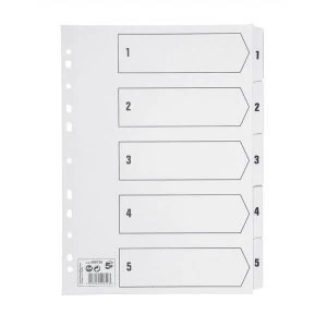 Image of 5 Star Office A4 Index 150gsm Card with Mylar Tabs 1 5 White