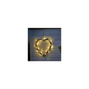 image of Solar Power In-Lit Firefly Heart Rustic Heart Hanging Wreath Outdoor Light Up Ornamental Heart Garden Decoration Wall Fence Lighting Visit the garden