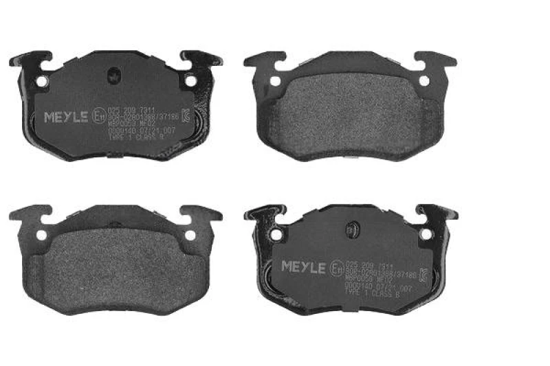 Image of MEYLE 025 209 7311 Brake pad set Rear Axle, prepared for wear warning indicator, Original Quality, with anti-squeak plate Brake Pad Set,disc brake (4