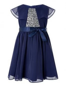 Monsoon Baby Girls Sustainable Cape Sequin Dress - Navy, Size 18-24 Months