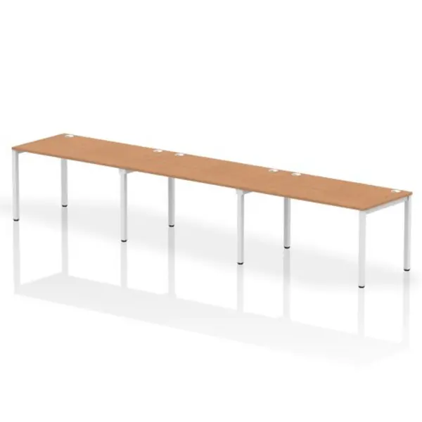 Image of Impulse Bench Single Row 3 Person 1400 White Frame Office Bench Desk Oak