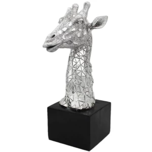 Image of Silver Art Giraffe Bust Figurine By Lesser & Pavey