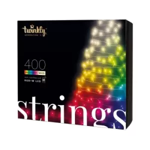 image of Twinkly Strings 32m 400 Smart LED Lights - Multicoloured/Warm White/Black Wire