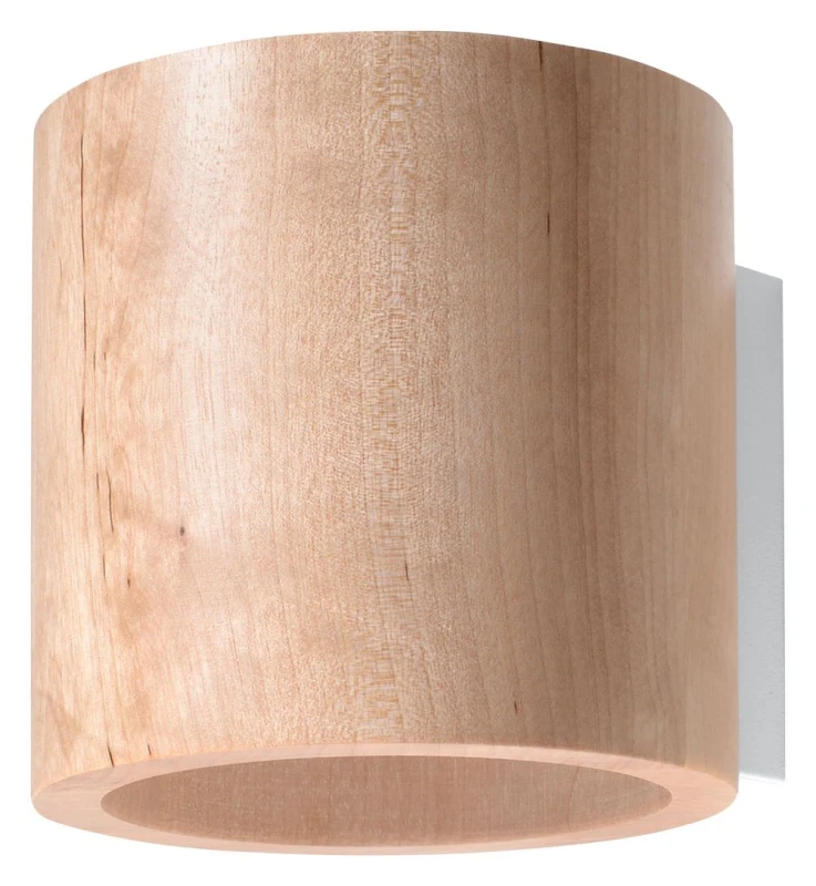 Image of SOLLUX Orbis Up/Down LED Wall Lamp - Natural Wood Round Tube Design - Boho Style - High Quality