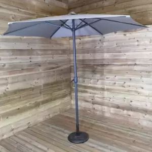 image of 3m Aluminium Parasol Light Grey with Crank Handle for Garden or Patio