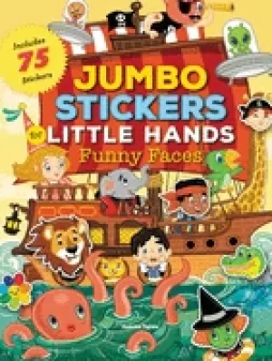 Image of jumbo stickers for little hands funny faces includes 75 reusable vinyl stic