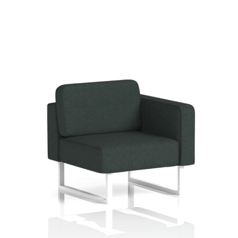 Image of Brixworth Modular Seating Left Unit with White in Rivet Fabric - Charcoal