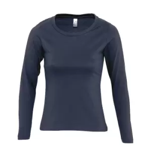 Image of SOLS Womens/Ladies Majestic Long Sleeve T-Shirt (S) (Navy)