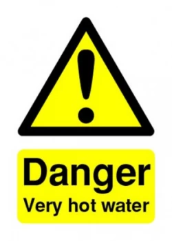 image of Extra Value HA17343R 70x50mm PVC Safety Sign - Very Hot Water