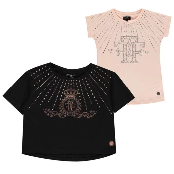 Image of Firetrap 2 Pack Short Sleeve T Shirts - Pink Embellish