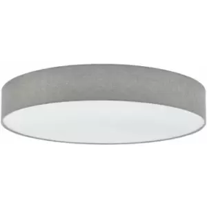Image of Flush Ceiling Light Colour White Shade Grey White Fabric Linen Bulb E27 7x25W