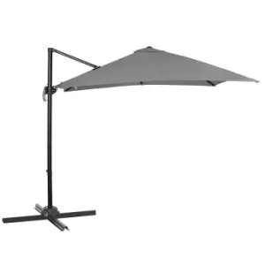 image of Outsunny 2.7m Roma Cantilever Parasol w/Cross Base, No Weights -Light Grey