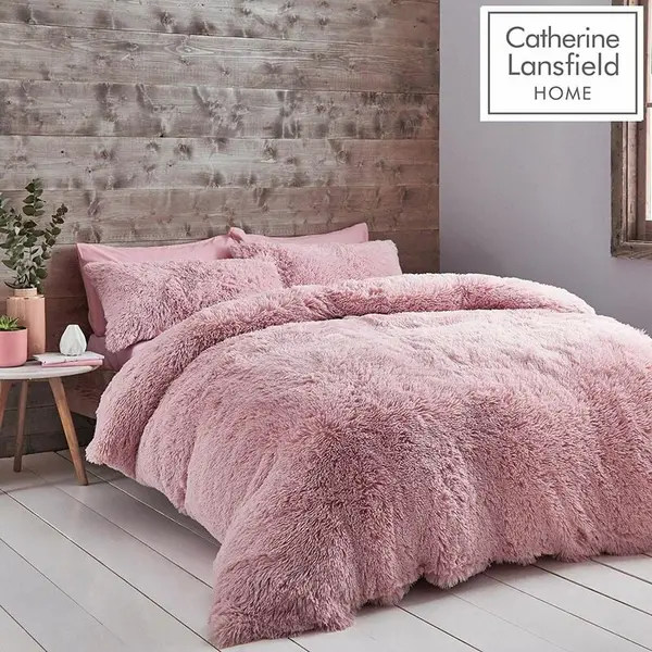 Image of CATHERINE LANSFIELD Catherine Lansfield - Cuddly King Duvet Cover Set Blush - Blush BD/32263/W/KQS/BLH