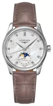 Image of LONGINES L24094874 Master Collection Womens Beige Leather Watch