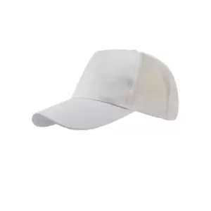 Image of Atlantis Rapper Cotton 5 Panel Trucker Cap (One Size) (White/White)