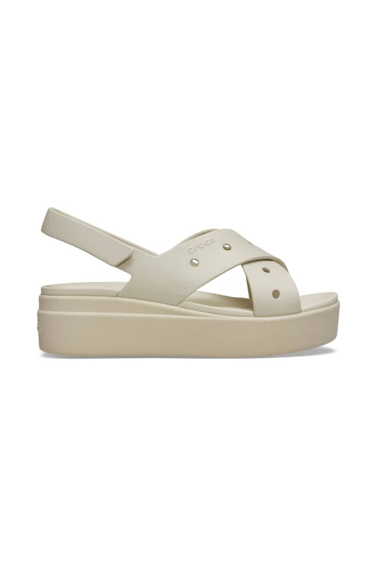Image of Crocs Womens Brooklyn Cross Sandal Cream Size: 4 Cream Female 4