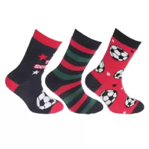 Image of FLOSO Childrens/Kids Retro Gripper Socks (3 Pairs) (UK Child 6-8.5 (EUR 23-26)) (Red/Navy)