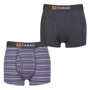 image of Farah 2 Pack Striped Bamboo Keyhole Boxer Shorts Mens - Purple