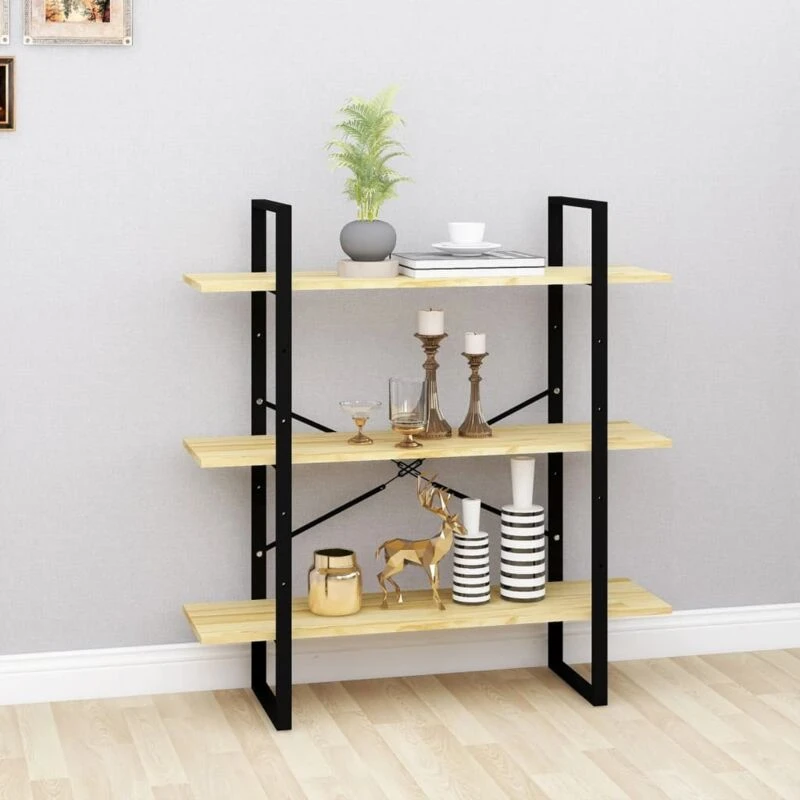 Image of VIDAXL 3-Tier Book Cabinet 100x30x105cm Solid Pine Wood Vidaxl 8720286568422