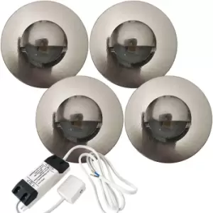 Image of Eyelid LED Plinth Light Kit 4x Round Spotlight Kitchen Bathroom Floor Kick Panel