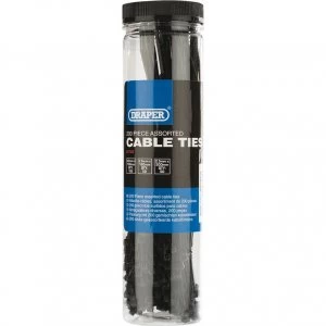 Image of Draper Assorted Black Nylon Cable Ties Pack of 200