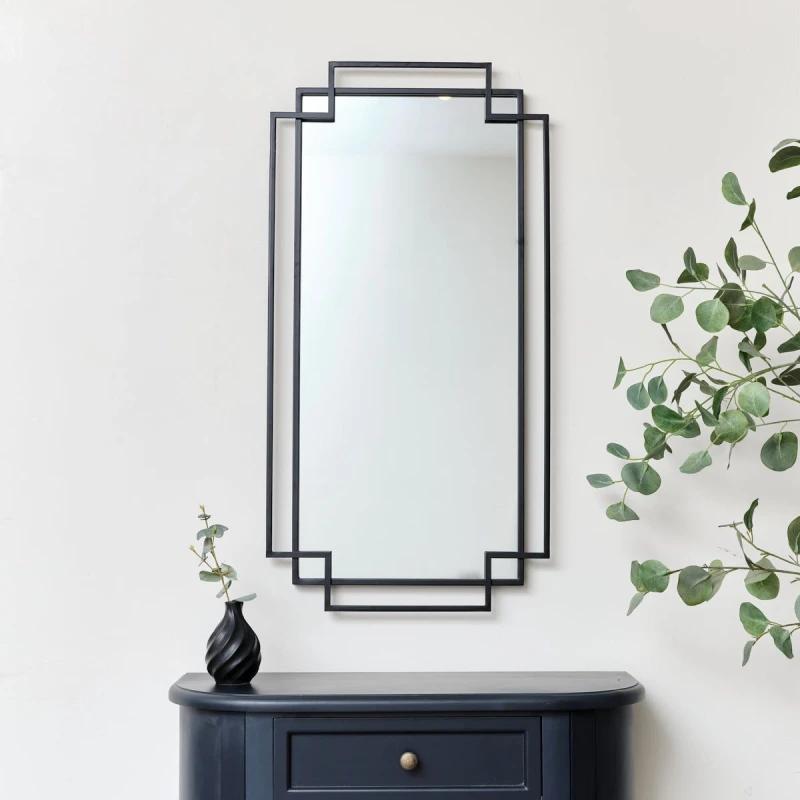 Image of Melody Maison Black Matt Wall Mirror 94cm X 48cm Black