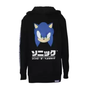 image of Sonic The Hedgehog Childrens/Kids Hoodie (11-12 Years) (Black/Blue)