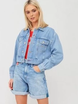 Image of Tommy Jeans Cropped Trucker Jacket - Blue