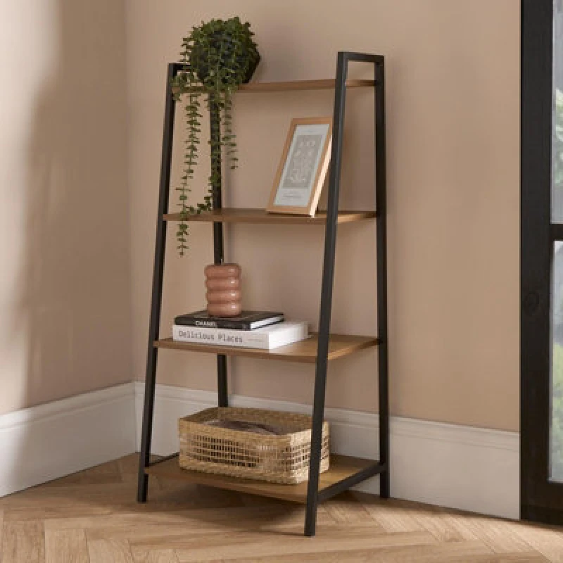 Image of OHS OHS Shelving Unit 4 Tier Living Room Storage Organiser Modern Wire Home Decor Office in Natural Natural One Size Unisex 5027434198412