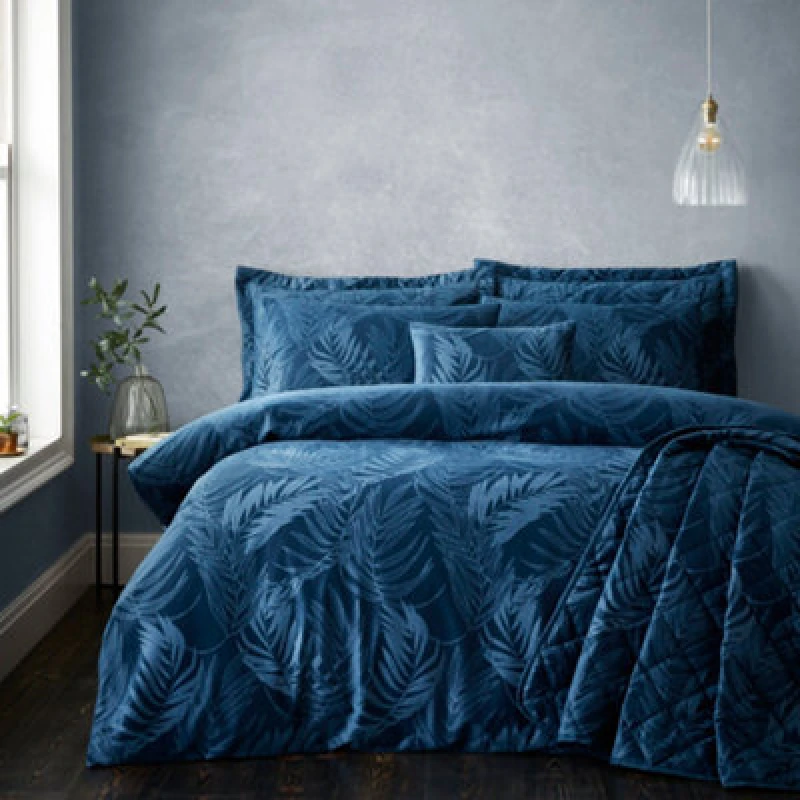 Image of Portfolio Home Woburn Botanical Leaf Soft Easy Care Bed Linen Bedding Duvet Cover Quilt Set With Pillow Case