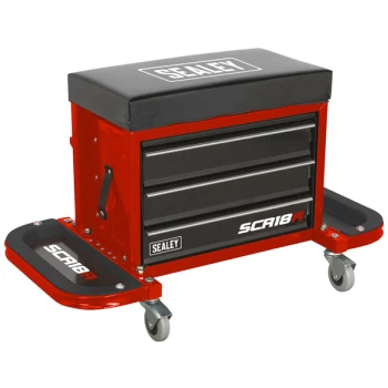 Image of Sealey SCR18R Mechanic's Utility Seat & Toolbox - Red