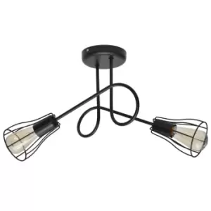 image of Oxford Multi Arm Semi Flush Ceiling Light Black 41cm