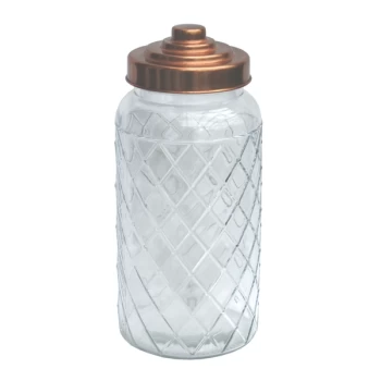 Image of Round Glass Jar With Copper Lid - 9.5 Inch