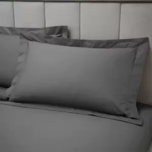 Image of Plain Dye 100% Egyptian Cotton 180 Thread Count Oxford Pillow Case, Charcoal - Bianca