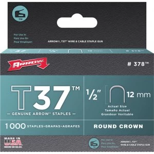 image of Arrow T37 Round Crown Staples 12mm Pack of 1000