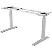 image of Rectangular Sit Stand Desk Base Matt silver Steel T-Foot Legs Matt silver Levado 67 x 153 x 63mm