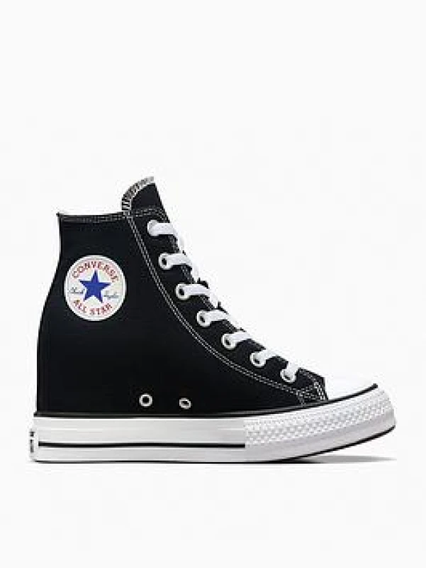 Image of Converse Womens Chuck Taylor All Star Wedge Trainers Black Red Navy Brown, 8