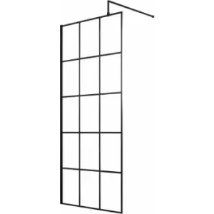 Image of Frame Effect Wet Room Screen with Support Bar 760mm Wide - 8mm Glass - Hudson Reed