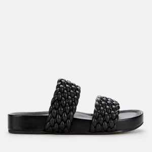 Image of Dune Womens Laylow Leather Double Strap Sandals - Black - UK 4