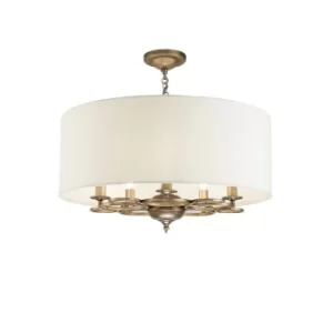 Image of Anna Cylindrical Ceiling Pendant Lamp Gold Antique, 5 Light, E14