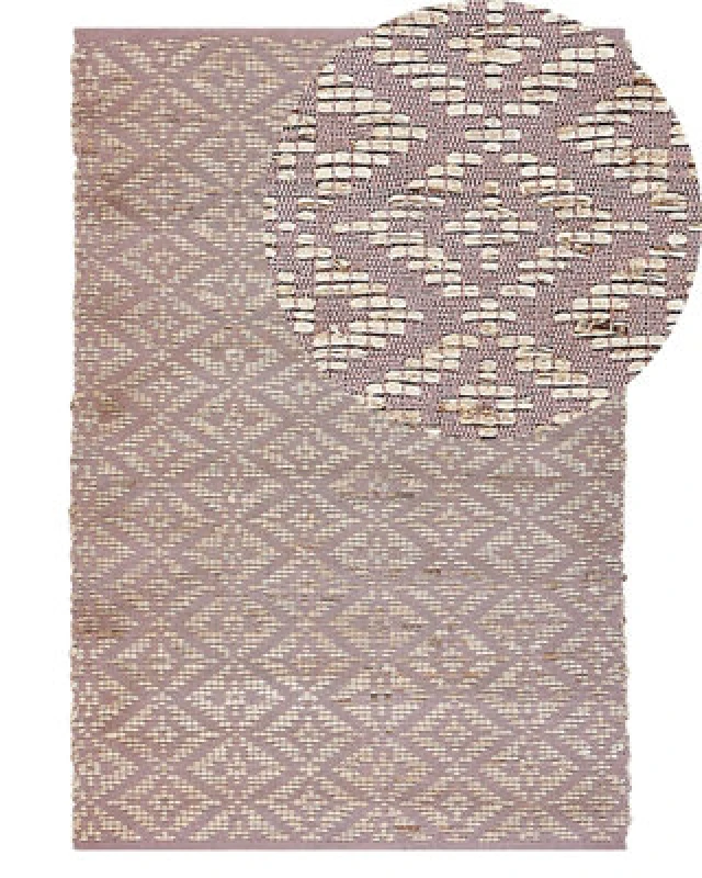 Image of Beliani Rug Gerze Pink 140 X 200 Cm Cotton
