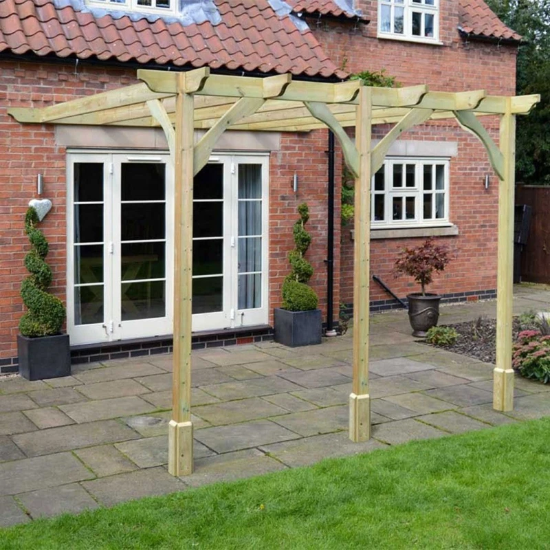 Image of Rutland County Garden Furniture Ltd Wall Mounted Premium Pergola 3 Post, L420 x W420 x H270cm, Light Green Light Green Unisex
