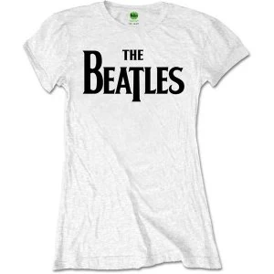 Image of The Beatles - Drop T Logo Womens Large T-Shirt - White