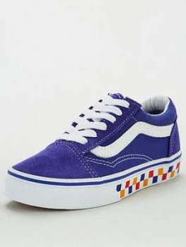 Image of Vans Childrens Old Skool Checkerboard - Blue/White